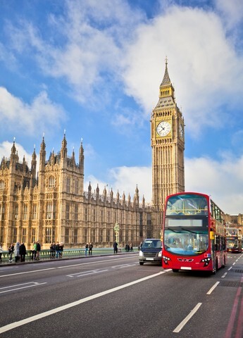 Houses of Parliament and Westminster bridge in London